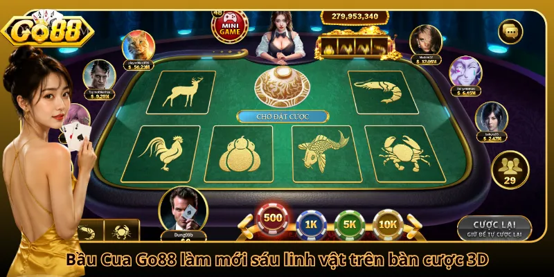 Bầu Cua Go88 làm mới sáu linh vật trên bàn cược 3D