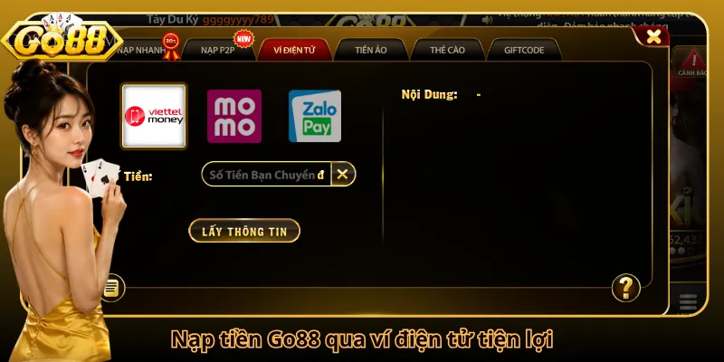 Nạp tiền Go88 qua ví điện tử tiện lợi